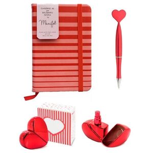 SET CUADERNO A6 + BOLIGRAFO Y VAPORIZADOR CORAZON