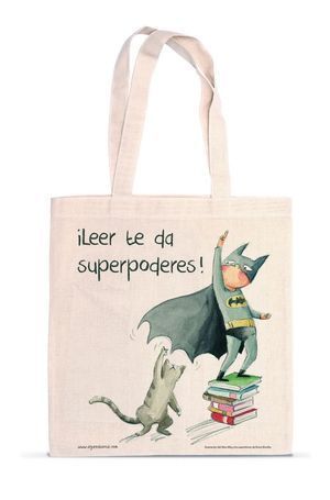 BOLSA TELA 42X38CM LEER TE DA SUPERPODERES