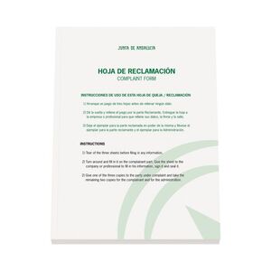 LIBRO HOJAS DE RECLAMACIONES ANDALUCIA - EDICION 2022