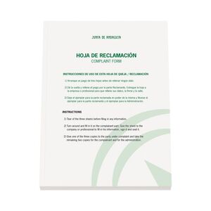 LIBRO HOJAS DE RECLAMACIONES ANDALUCIA - EDICION 2022