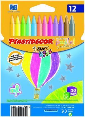 CERA PLASTIDECOR DURA 12 COLORES SURTIDOS PASTEL Y METÁLICO