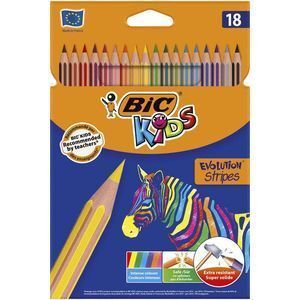 LÁPICES BIC DE MADERA EVOLUTION STRIPES 18 COLORES