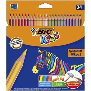 LÁPICES BIC DE MADERA EVOLUTION STRIPES 24 COLORES