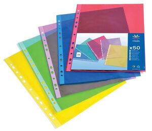 FUNDAS A4 MULTITALADRO 50U BORDE REFORZADO SURTIDAS