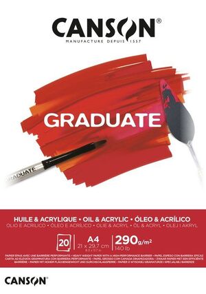 BLOC ENC A4 20H 290 GR CANSON GRADUATE OLEO & ACRILICO FINO