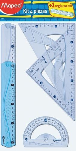 KIT JUEGO DE REGLAS A PIEZAS + REGLA 20CM MAPED