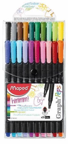 ROTULADOR MAPED 20 UNIDADES GRAPH PEPS 0,4MM SURTIDOS