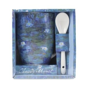 TAZA CON CUCHARA EN CAJA REGALO ABIERTA LAS NINFAS MONET
