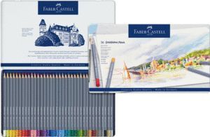 ESTUCHE METALICO 36 LAPICES GOLDFABER ACUARELABLES FABER CASTELL