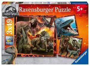 PUZZLE JURASSIC WORLD 49P 18X18CM 3 MOD SURT DINOSAURIOS