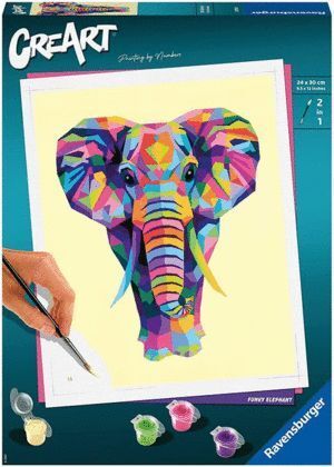 CREART ADULTO PINTAR CON NUMEROS ELEFANTE