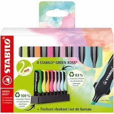 ROTULADOR STABILO GREEN BOSS PASTEL SET DE MESA DE 8 UDS
