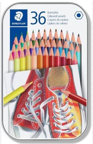CAJA METALICA 36 LAPICES DE COLORES MADERA STAEDTLER