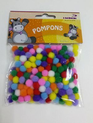 POMPONES 10MM 200 PIEZAS COLORES SURTIDOS