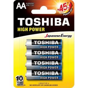 PILA TOSHIBA AA R6 ALCALINA HIGH POWER PAQUETE 4 UNIDADES