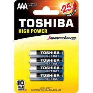 PILA TOSHIBA AAA R03 ALCALINA HIGH POWER PAQUETE 4 UNIDADES