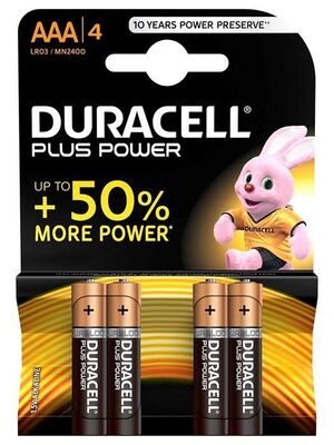 PILA ALCALINA DURACELL PLUS POWER AAA LR03 BLISTER 4 UDS