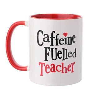 TAZA CAFFEINE FUELLED TEACHER INTERIOR ROJO