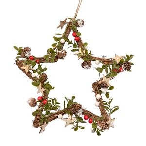 GUIRNALDA ESTRELLA CON HOJAS ARTIFICIAL Y BAYAS