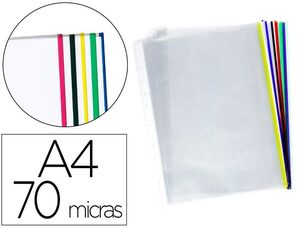 FUNDA MULTITALADRO A4  Q-CONNECT CRISTAL CON BORDE COLORES SURTIDOS BOLSA DE 25 UNIDADES