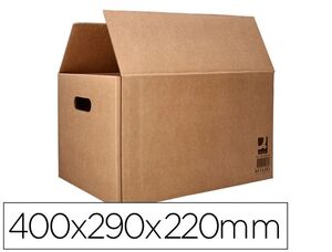 CAJA PARA EMBALAR Q-CONNECT AMERICANA CON ASAS CARTON RECICLADO CANAL SIMPLE 5 MM COLOR KRAFT 400X290X220 MM.