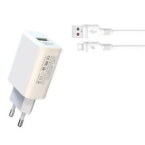 CARGADOR 18W + CABLE TIPO C - CARGA RAPIDA BLANCO