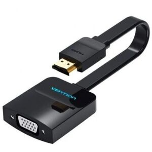 CABLE CONVERSOR HDMI MACHO A VGA HEMBRA CON JACK 3.5MM - 0.15M - COLOR NEGRO