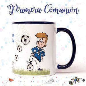 TAZA DE CERAMICA DE PRIMERA COMUNION NIÑO FUTBOL