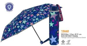 PARAGUAS INFANTIL MINI PLEGABLE 50/8 MAN. ESTRELLAS
