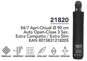PARAGUAS HOMBRE MINI PLEGABLE 54/7 ABRE/CIERRA NEGRO