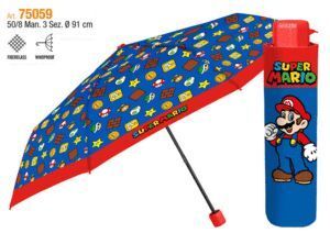 PARAGUAS INFANTIL PLEGABLE 50/8 MANUAL SUPER MARIO