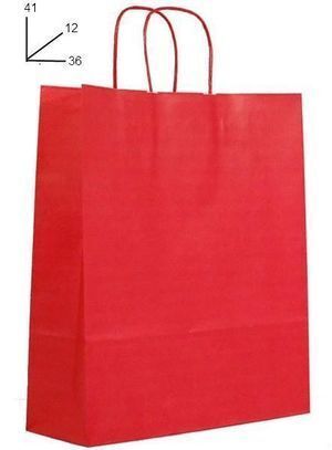 BOLSA DE PAPEL CON ASA ROJA 36 + 12 X 41