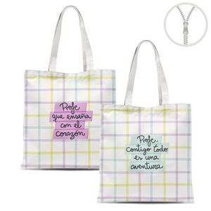 BOLSA ALGODON CON CREMALLERA PROFE SURTIDAS