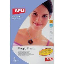 ETIQUETA APLI PLASTICO APLI INKJET A4 MAGICO TRANSPARENTE 4 HOJAS REF 10331