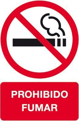 ETIQUETA SEÑALIZAR 180X120  PROHIBIDO FUMAR 2 UNIDADES