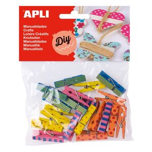 MINI PINZAS MADERA ESTAMPADAS 20 UNIDADES