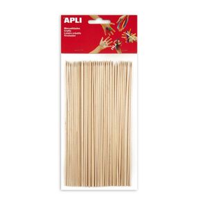 PALOS PINCHOS APLI MADERA NATURAL 230X3MM BOLSA 50 UNIDADES