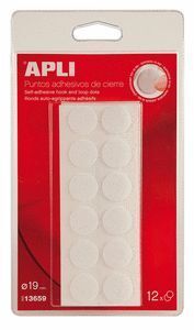 DISCOS ADHESIVOS CIERRE VELCRO 19 MM BLISTER 12 UDS