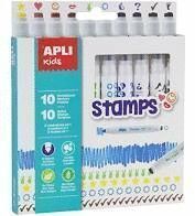 ROTULADORES APLI COLORS & STAMP 10 COLORES KIDS