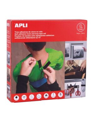 CINTA ADHESIVA GANCHO/BUCLE NEGRO 2CMX25M