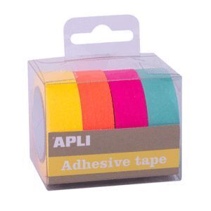 PACK 4 CINTAS ADHESIVAS DE PAPEL WASHI FLUOR APLI