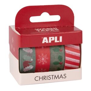 PACK 4 CINTAS ADHESIVAS DE PAPEL WASHI NAVIDAD APLI