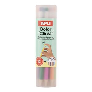 ESTUCHE 12 PORTAMINAS COLOR CLICK+SACAPUNTAS+RECAMBIO 2,6MM