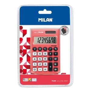 BLÍSTER CALCULADORA POCKET ROJA 8 DÍGITOS CON FUNDA MILAN