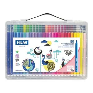 MALETIN 50 ROTULADORES PUNTA CÓNICA PEACOCK MILAN