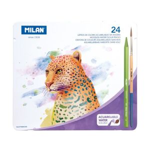 CAJA METÁLICA MILAN 24 LÁPICES TODO MINA DE COLOR ACUARELABLES + PINCEL