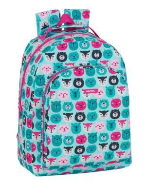 MOCHILA 32X42 ANIMALITOS TURQUESA