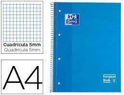 BLOC A4 CUADRO 4X4 MICRO OXFORD TAPA DURA  80H AZUL ESPIRAL 