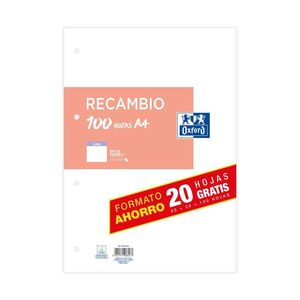 RECAMBIO OXFORD A4 LISO 100 HOJAS