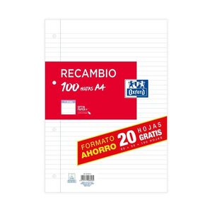 RECAMBIO OXFORD A4 1 LINEA 100 HOJAS